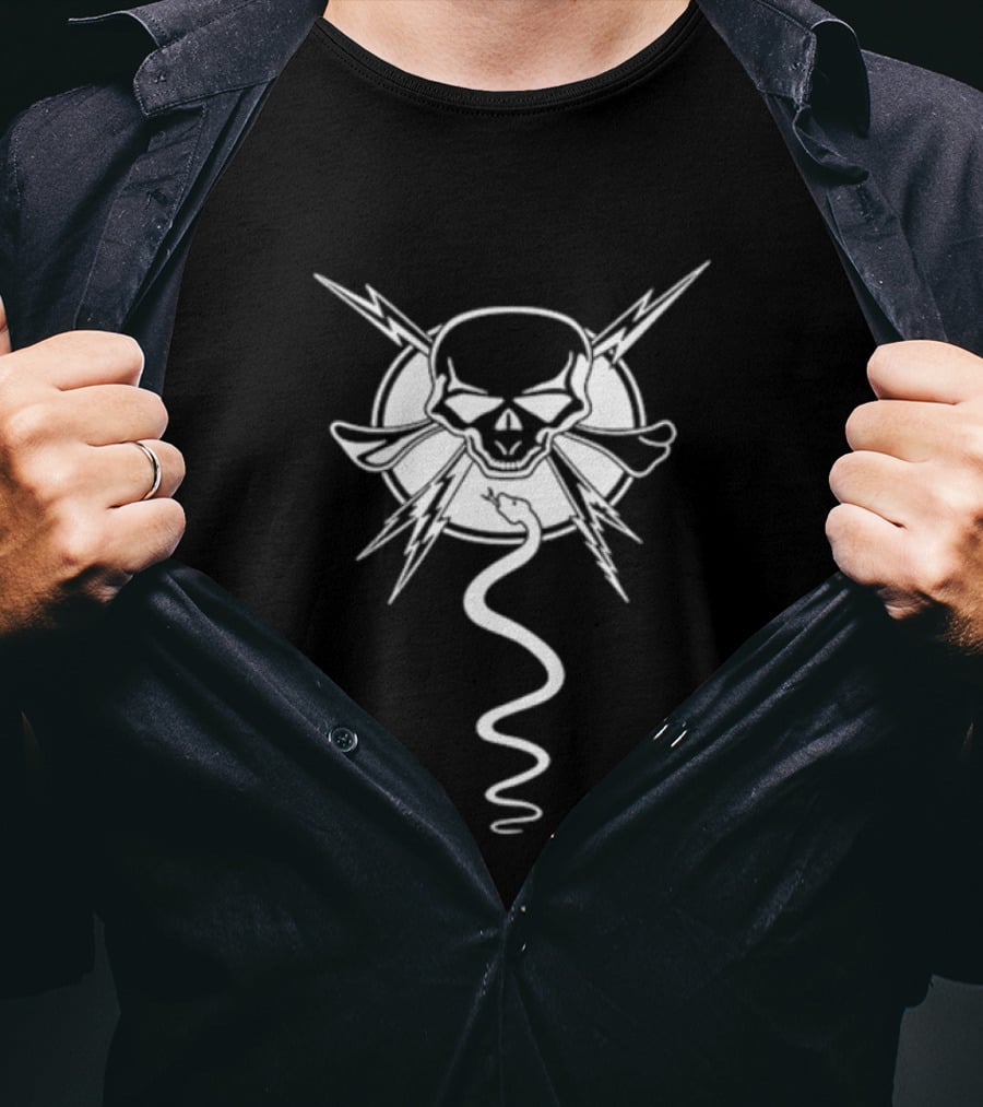 Skull And Snake Lightning Gothic T-Shirt