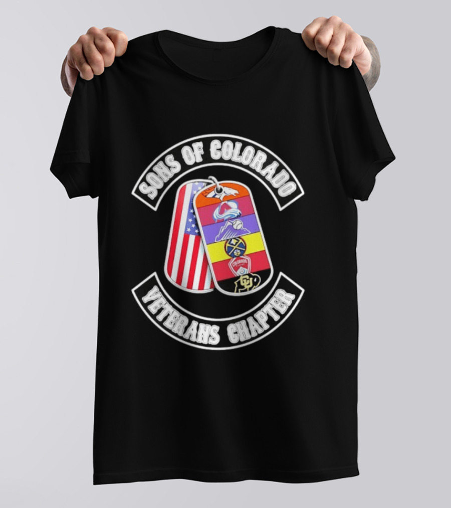 Sons Of Colorado Veterans Chapter Avalanche Rockies Nuggets Buffaloes American Flag T-Shirt
