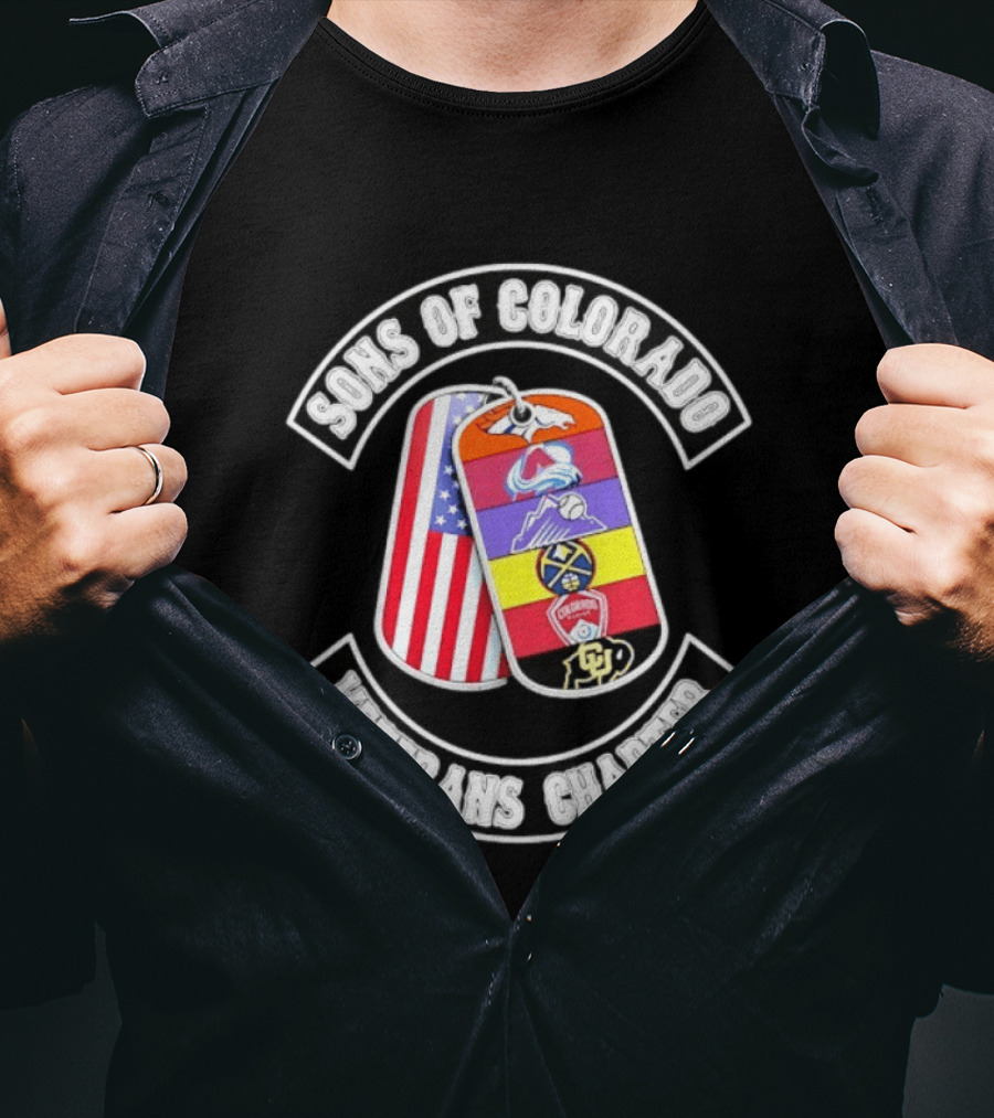 Sons Of Colorado Veterans Chapter Avalanche Rockies Nuggets Buffaloes American Flag T-Shirt