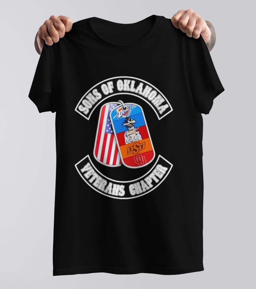 Sons Of Oklahoma Veterans Chapter OKC Thunder Tulsa Oilers American Flag Oklahoman Pride T-Shirt