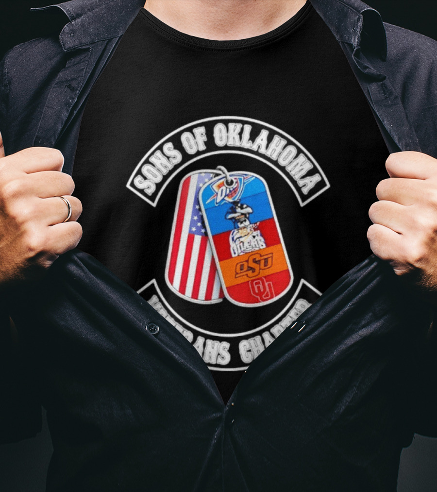 Sons Of Oklahoma Veterans Chapter OKC Thunder Tulsa Oilers American Flag Oklahoman Pride T-Shirt
