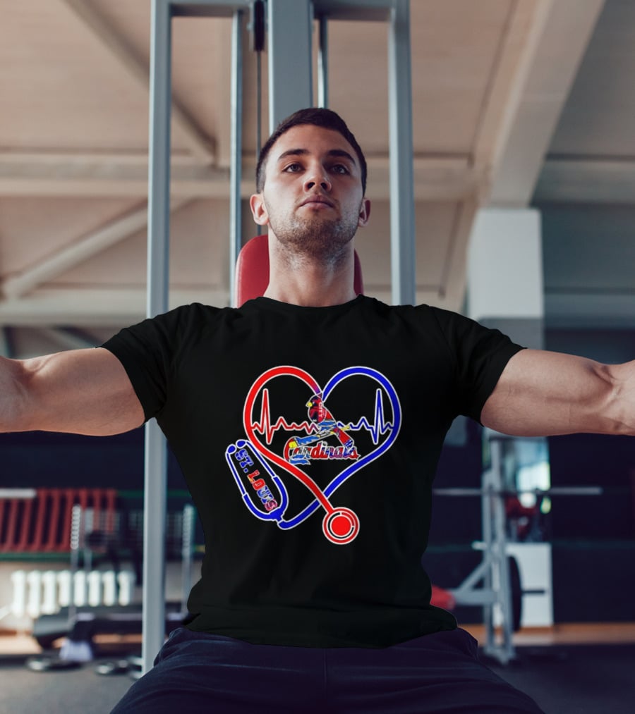 St Louis Cardinals Heartbeat Stethoscope Fan Pride T-Shirt