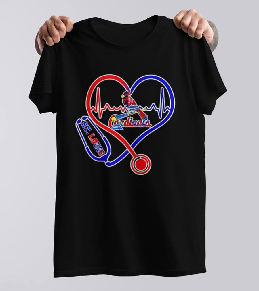 St Louis Cardinals Heartbeat Stethoscope Fan Pride T-Shirt