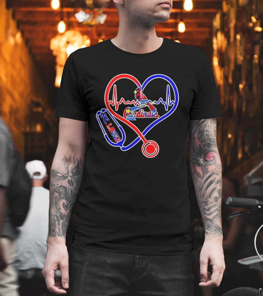 St Louis Cardinals Heartbeat Stethoscope Fan Pride T-Shirt