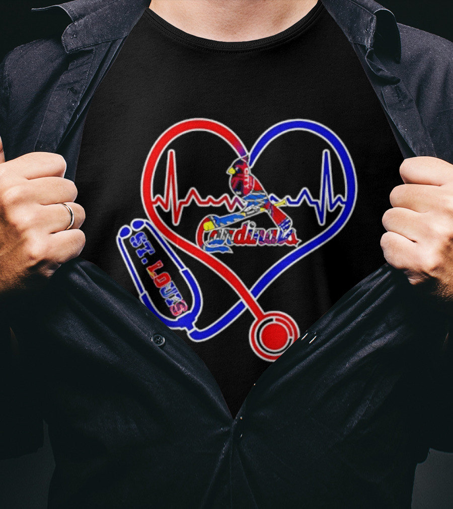 St Louis Cardinals Heartbeat Stethoscope Fan Pride T-Shirt