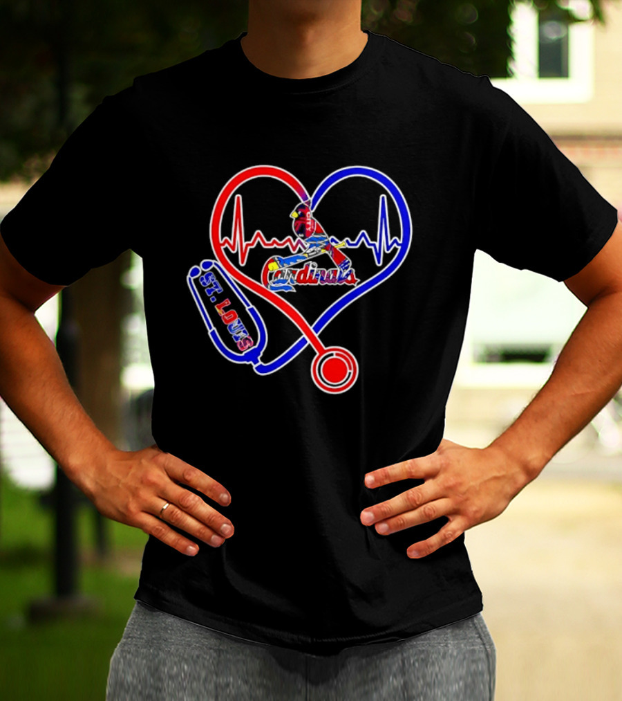 St Louis Cardinals Heartbeat Stethoscope Fan Pride T-Shirt