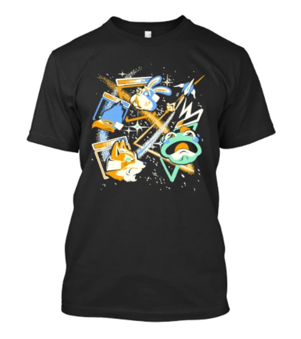 Star Fox Team Collage Falco Lombardi Peppy Hare Retro Style Graphics Gaming Nostalgia T-Shirt