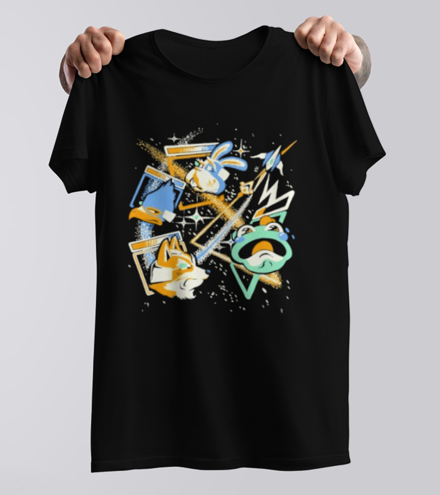 Star Fox Team Collage Falco Lombardi Peppy Hare Retro Style Graphics Gaming Nostalgia T-Shirt