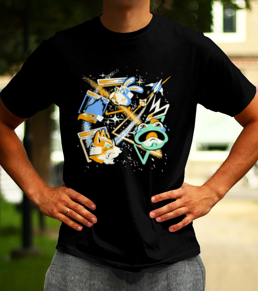 Star Fox Team Collage Falco Lombardi Peppy Hare Retro Style Graphics Gaming Nostalgia T-Shirt