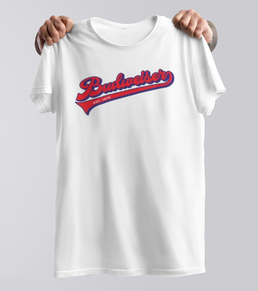 Budweiser Baseball Script Logo Retro Style Beer Shop T-Shirt
