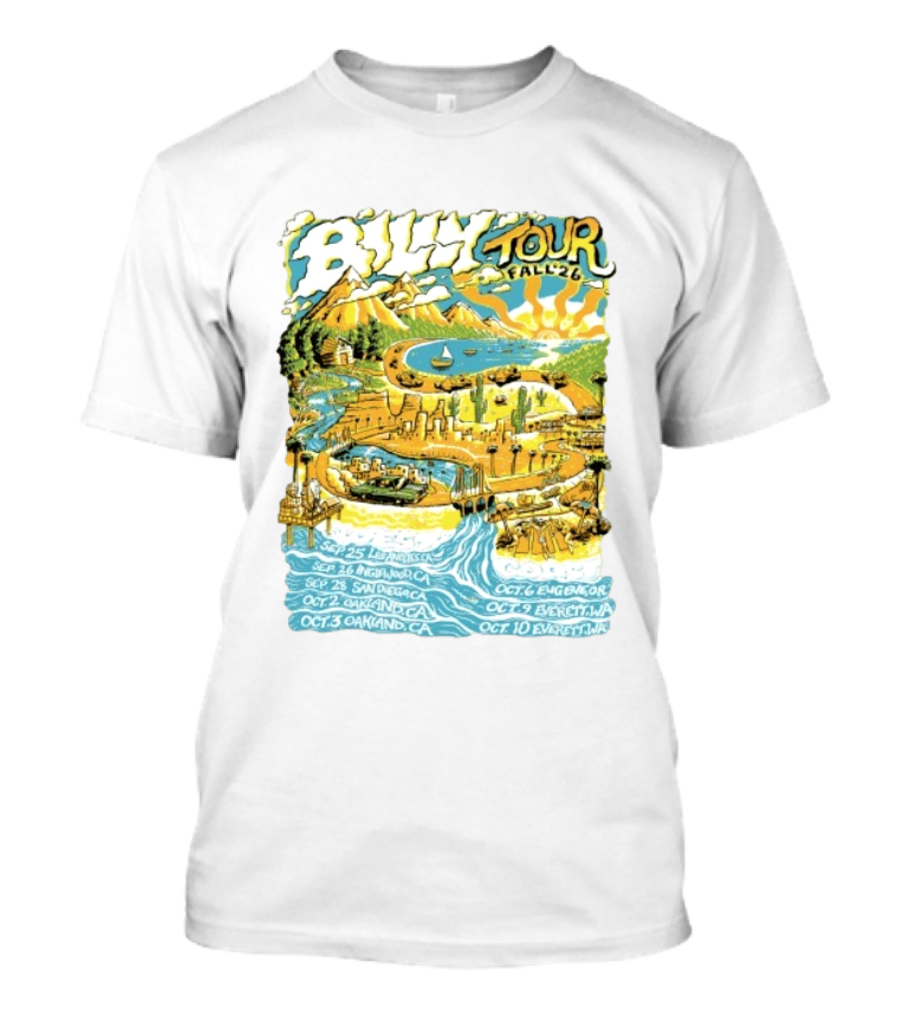 Billy Tour Fall '26 West Coast Concert Dates San Diego Oakland Eugene Everett T-Shirt