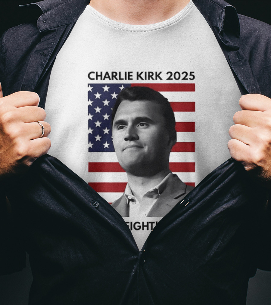 Charlie Kirk 2025 Fight Fight Fight American Flag T-Shirt