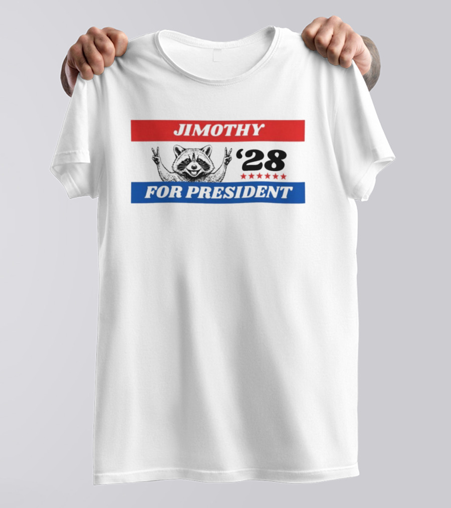 Jimothy Raccoon For President '28 Peace Victory Stars T-Shirt