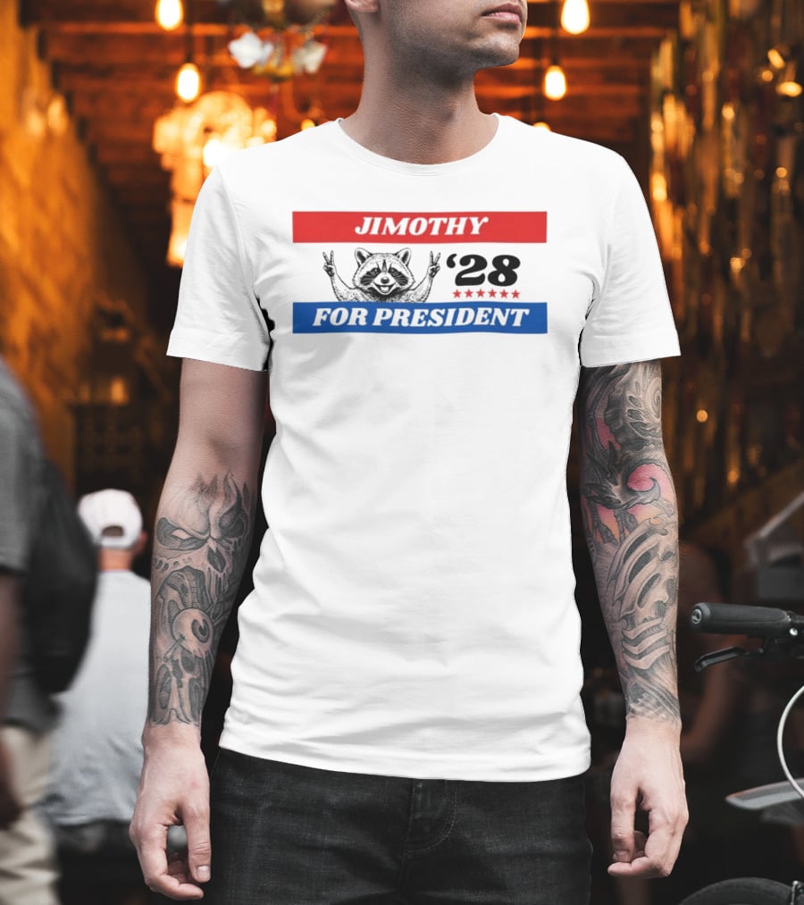 Jimothy Raccoon For President '28 Peace Victory Stars T-Shirt