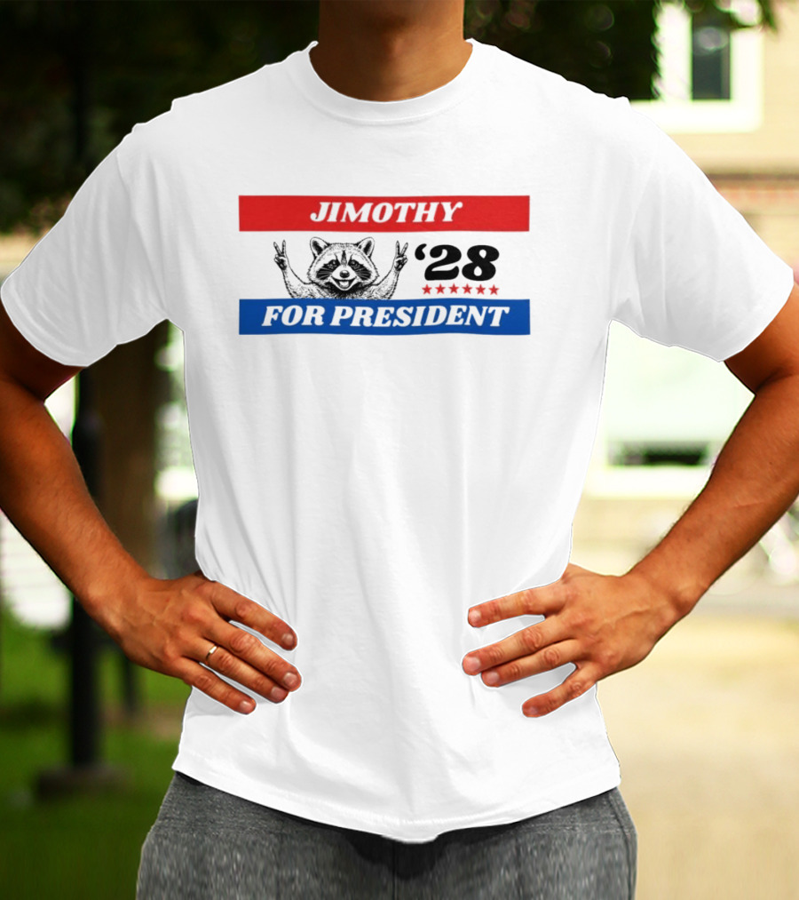 Jimothy Raccoon For President '28 Peace Victory Stars T-Shirt