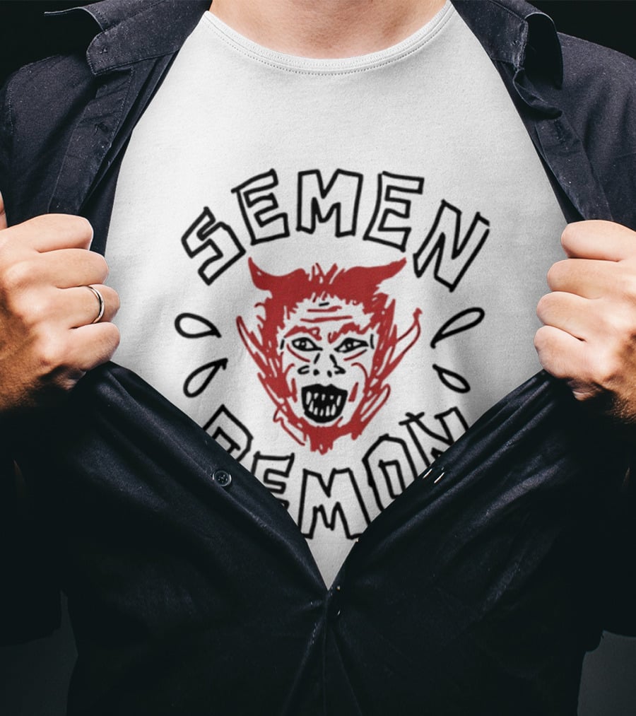 Semen Demon Devil Satanic Humor Red Demon Face T-Shirt