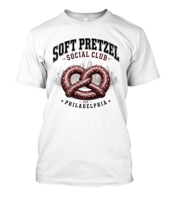 Soft Pretzel Social Club Philadelphia Skyline Est. Philadelphia T-Shirt