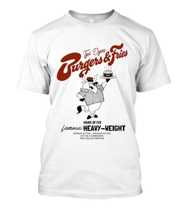 Tys Dyes Burgers And Fries Home Of The Famous Heavy Weight Premium Cotton Vintage Checkerboard Funk Grilled Goodness T-Shirt