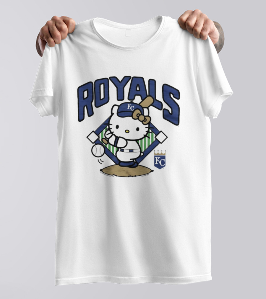 Hello Kitty Royals Baseball KC Batting Scene T-Shirt