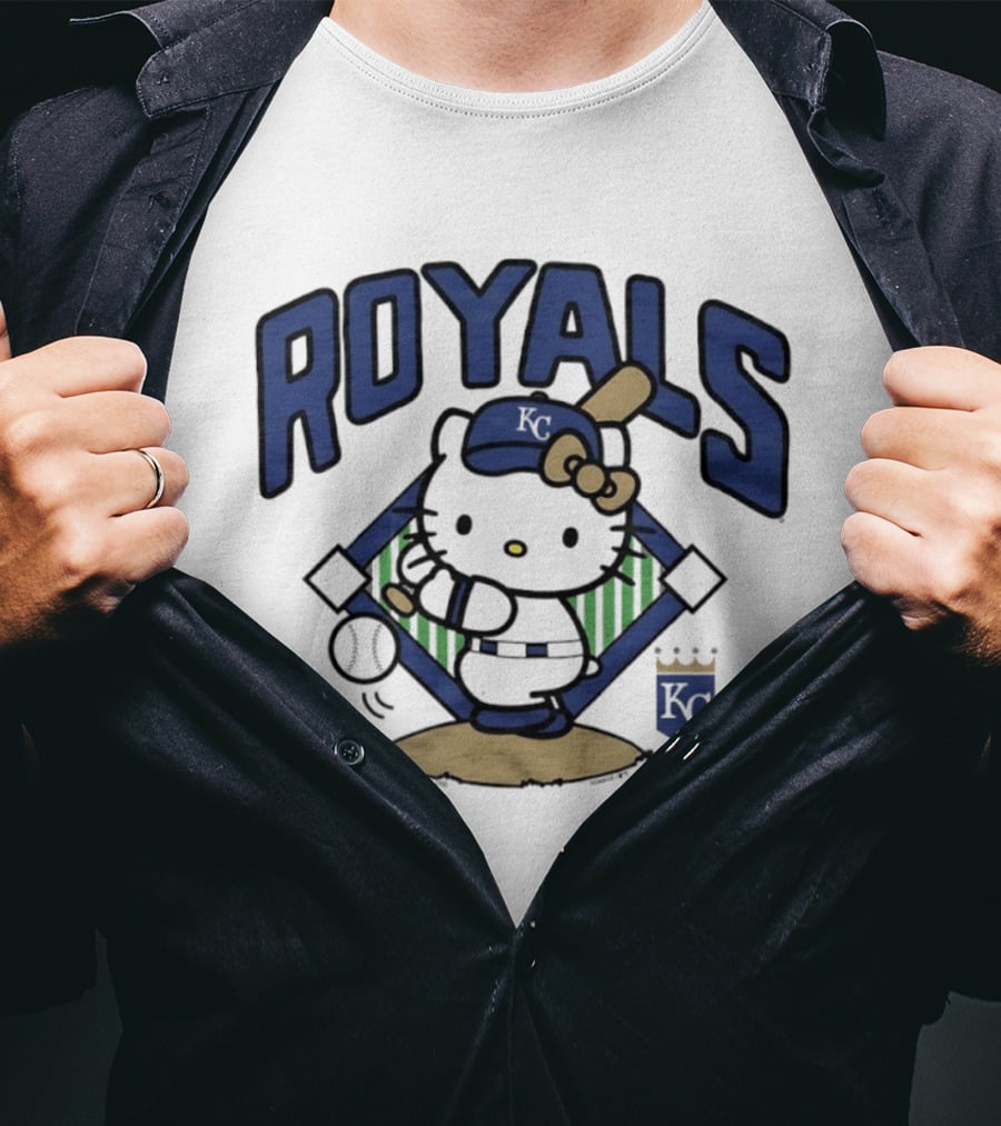 Hello Kitty Royals Baseball KC Batting Scene T-Shirt
