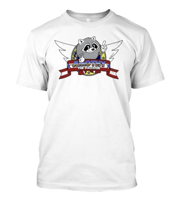 Jimothy The Raccoon Winged Star Banner Cartoon T-Shirt
