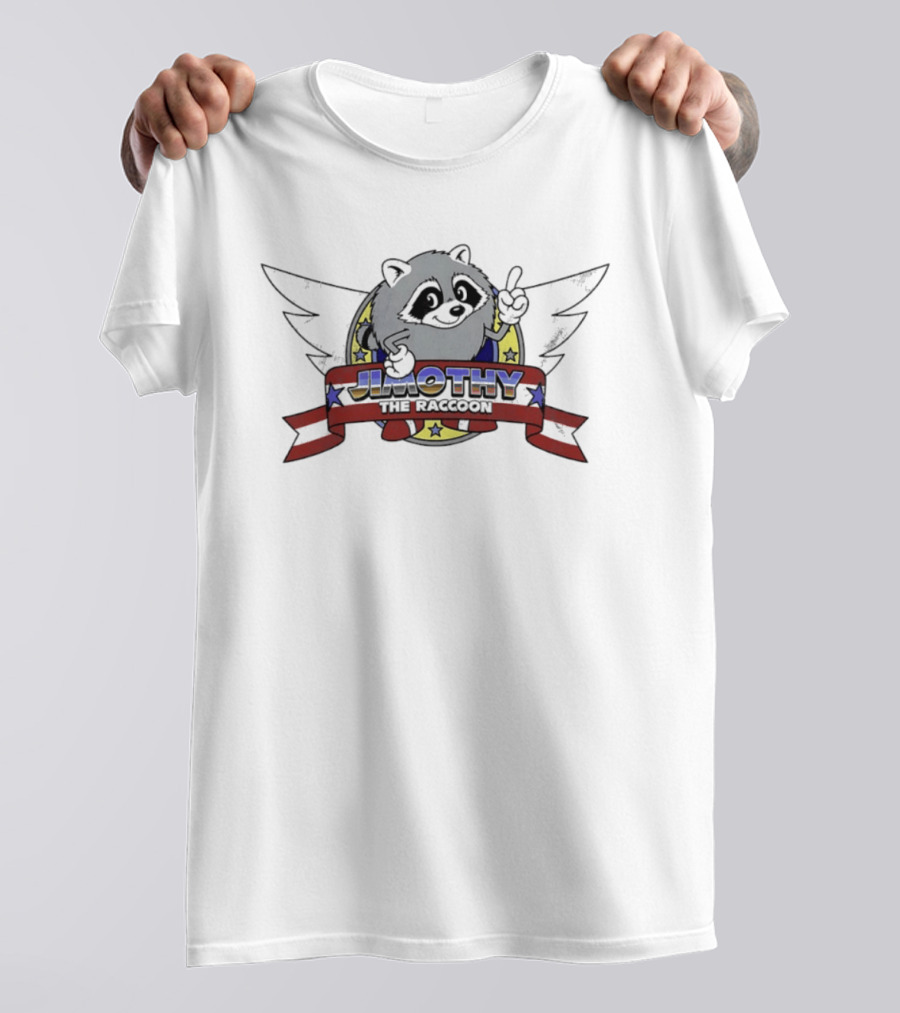 Jimothy The Raccoon Winged Star Banner Cartoon T-Shirt