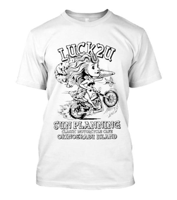 Luck2u Sun Planning Classic Motorcycle Cafe Okinoerabu Island Adventure T-Shirt