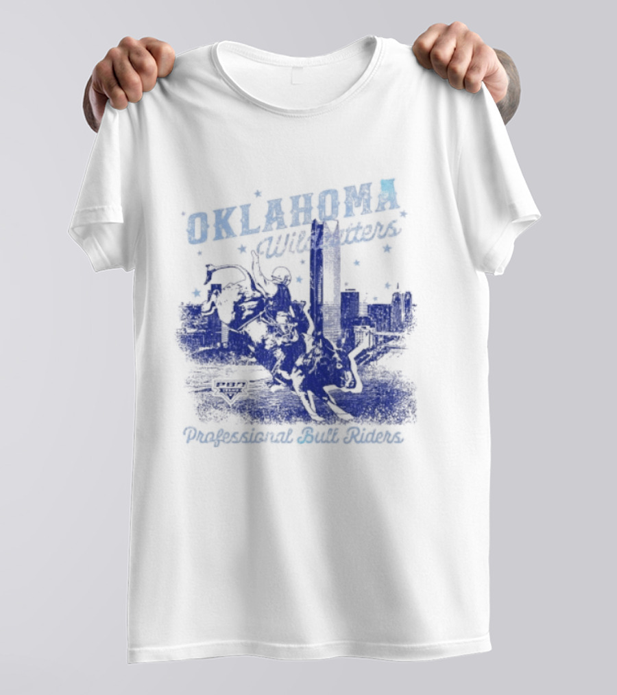 Oklahoma Wildcatters Professional Bull Riders Cowboy City Skyline T-Shirt