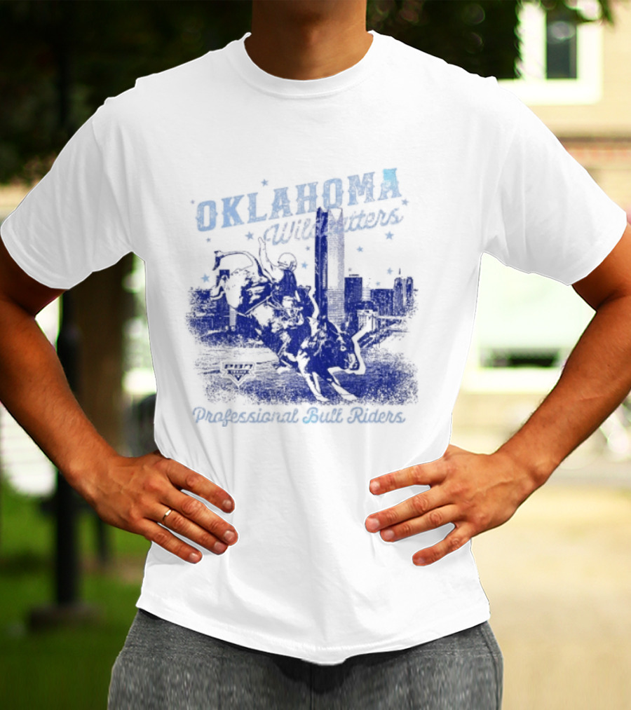 Oklahoma Wildcatters Professional Bull Riders Cowboy City Skyline T-Shirt