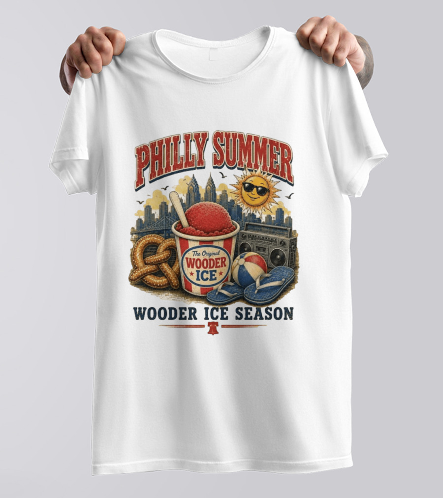 Philly Summer Wooder Ice Season With Pretzel Boombox And Sunglasses Sun T-Shirt