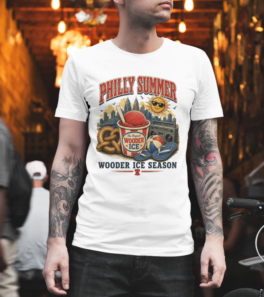 Philly Summer Wooder Ice Season With Pretzel Boombox And Sunglasses Sun T-Shirt