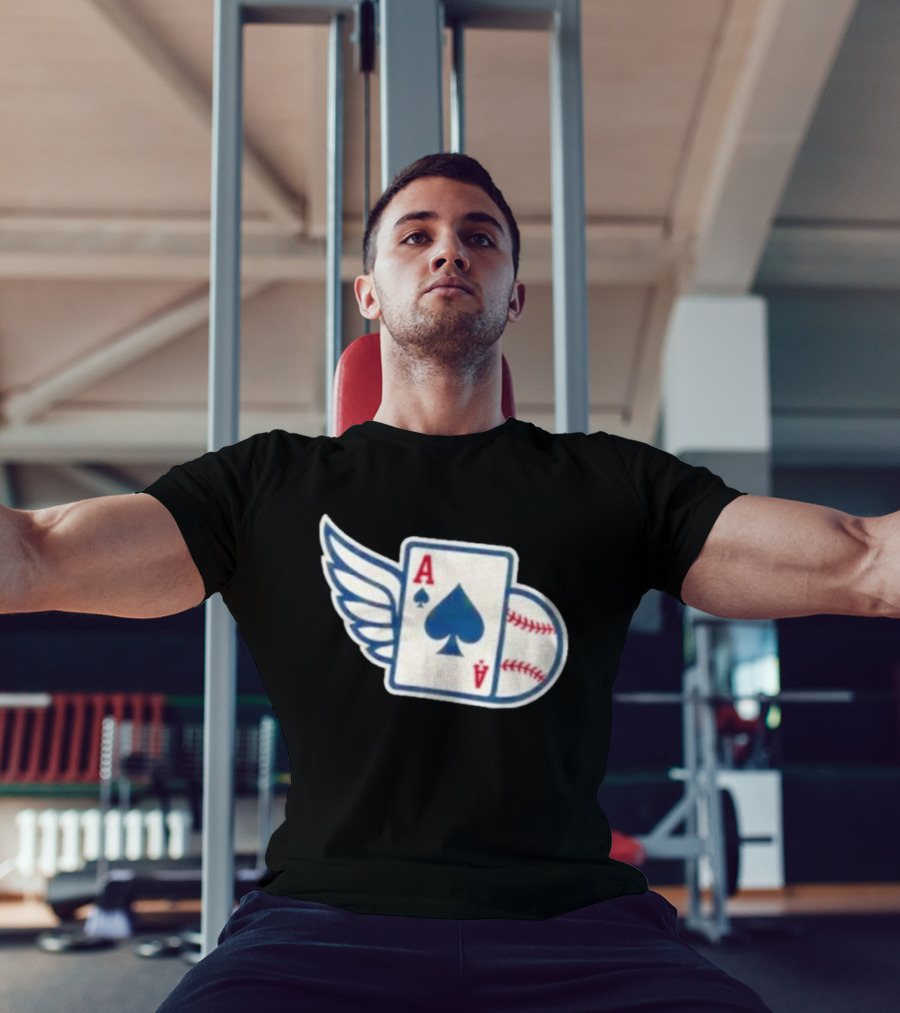 Ace Of Spades Baseball Winged Playing Card T-Shirt