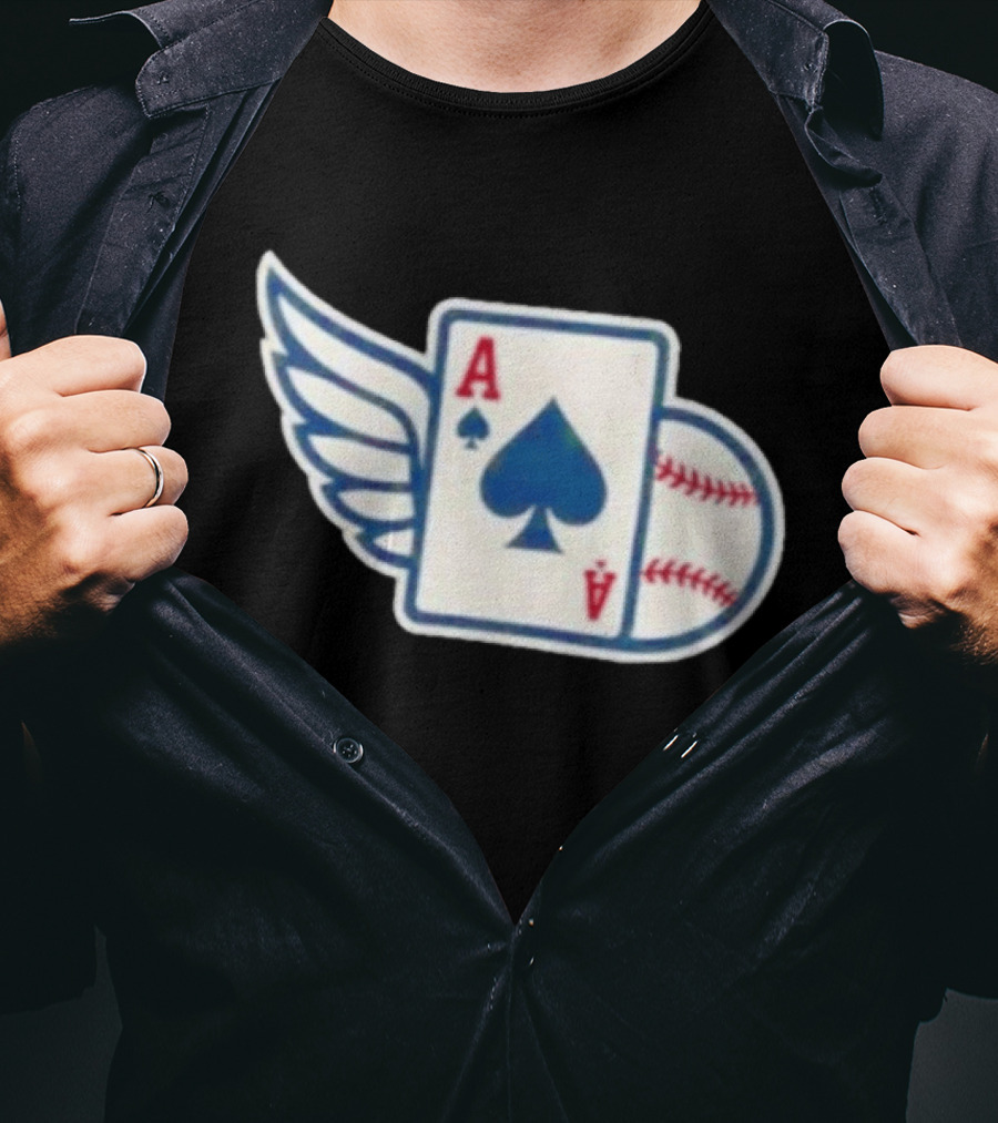 Ace Of Spades Baseball Winged Playing Card T-Shirt