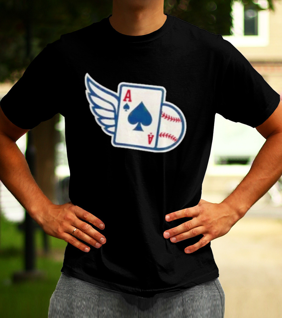Ace Of Spades Baseball Winged Playing Card T-Shirt
