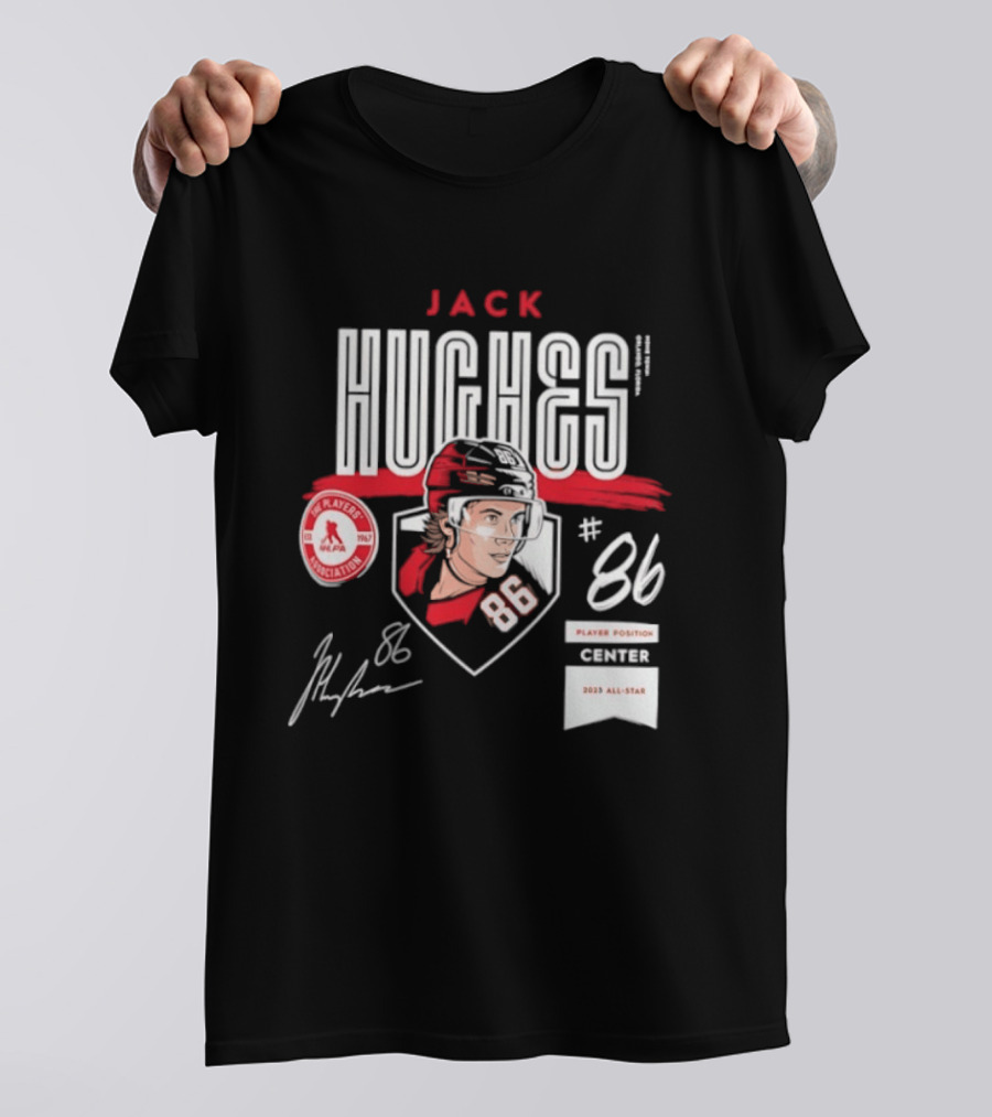 Jack Hughes 86 New Jersey Devils NHL Players Association Center 2026 All Star T-Shirt
