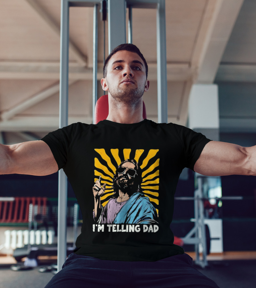 Jesus Wearing Sunglasses I'm Telling Dad Radiant T-Shirt