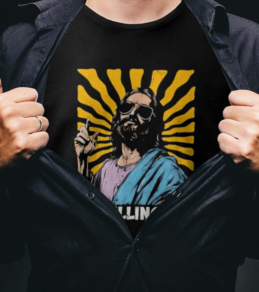 Jesus Wearing Sunglasses I'm Telling Dad Radiant T-Shirt