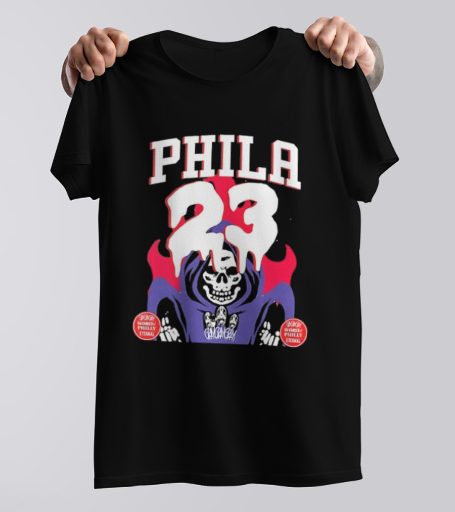 PHILA 23 Skeleton Grim Reaper Spooky Philly Worst Eternal T-Shirt