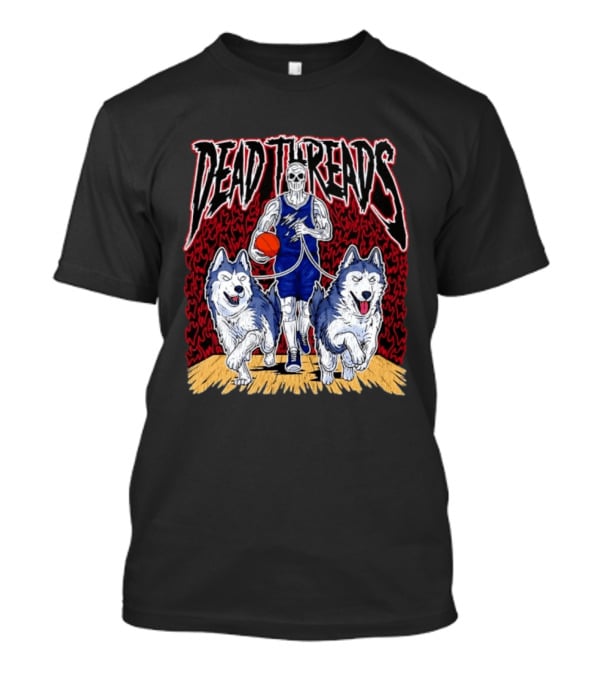 Dead Threads Skeleton Basketball Huskies Flames T-Shirt