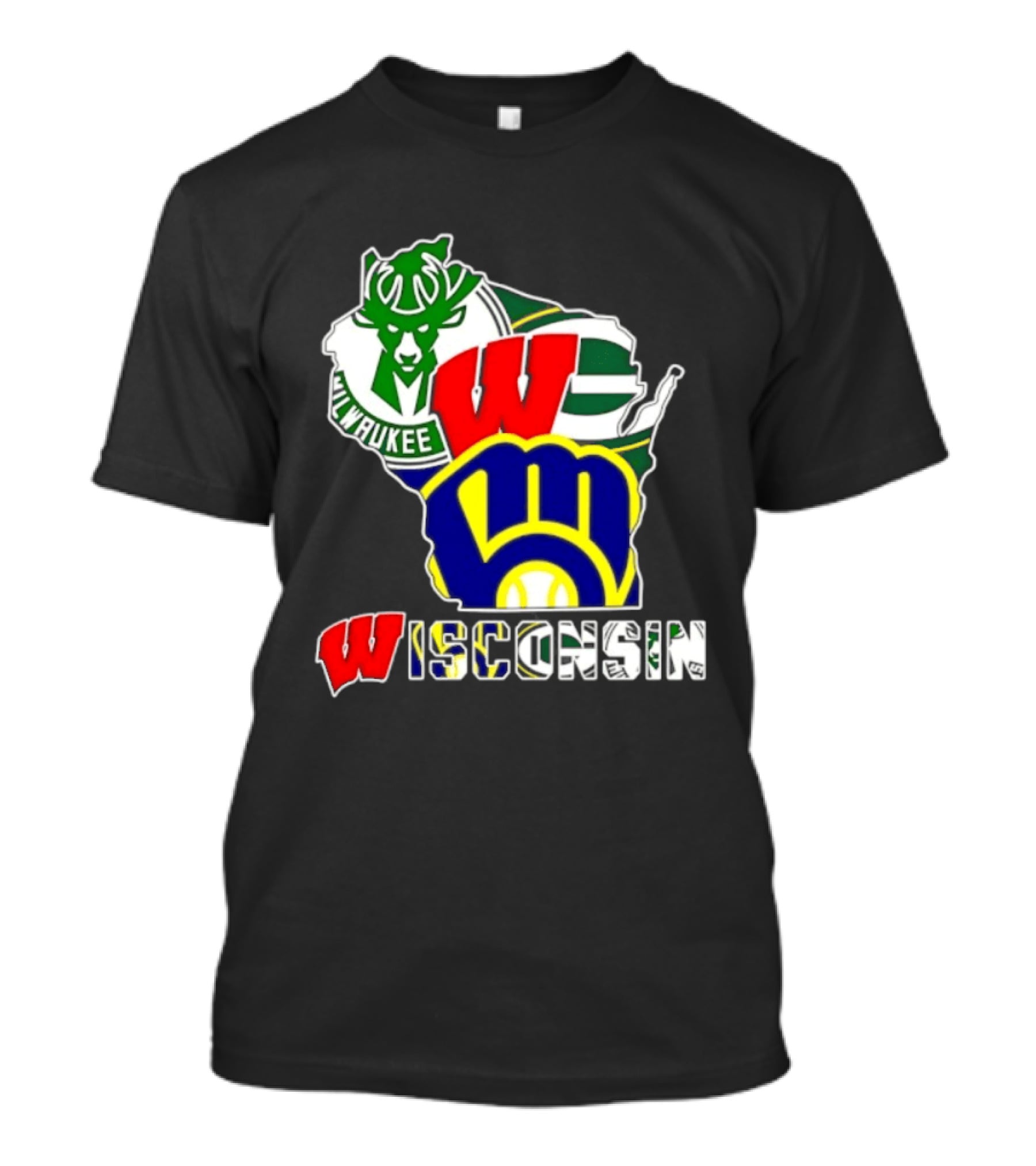 Milwaukee Bucks Green Bay Packers Milwaukee Brewers Collage Wisconsin T-Shirt