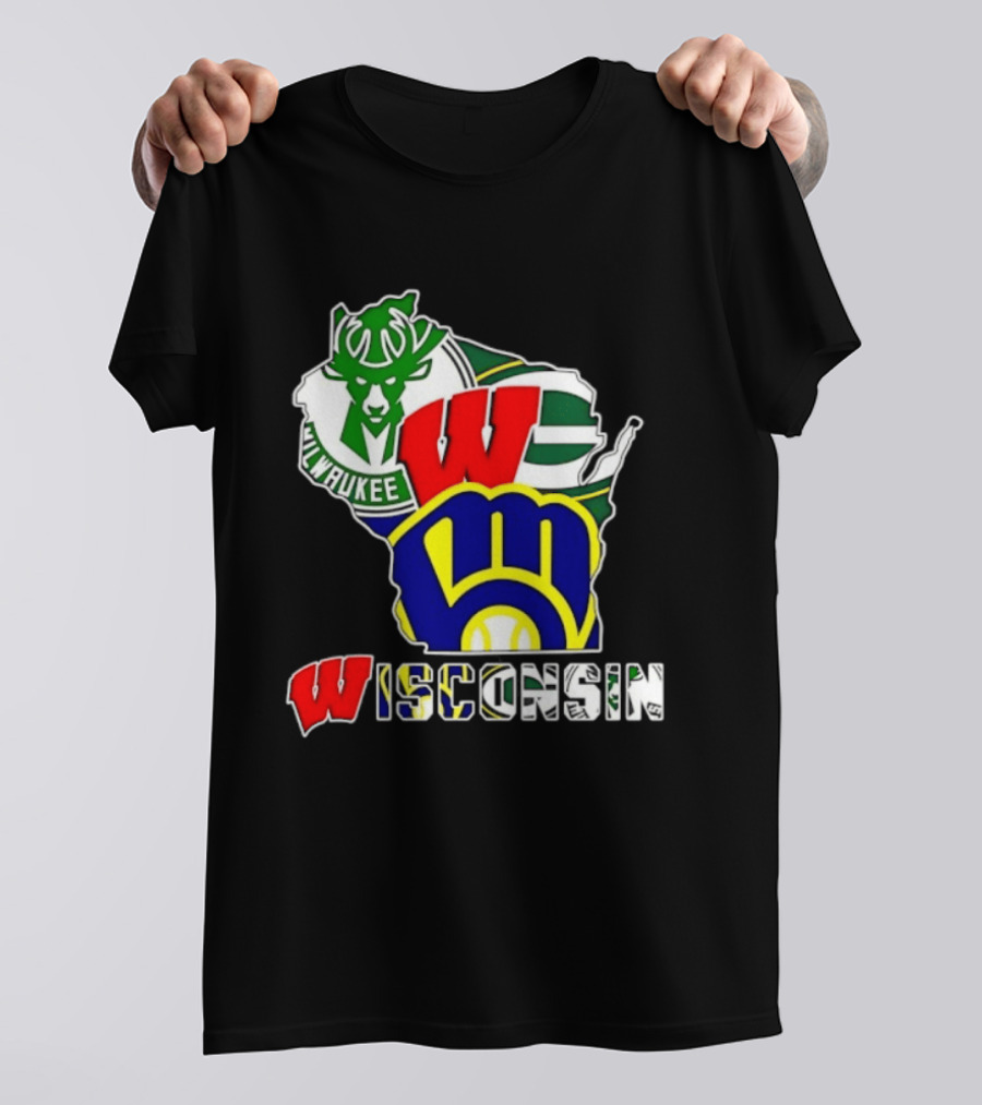 Milwaukee Bucks Green Bay Packers Milwaukee Brewers Collage Wisconsin T-Shirt