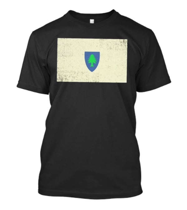 Massachusetts Flag Pine Tree Symbol On Vintage Shield T-Shirt