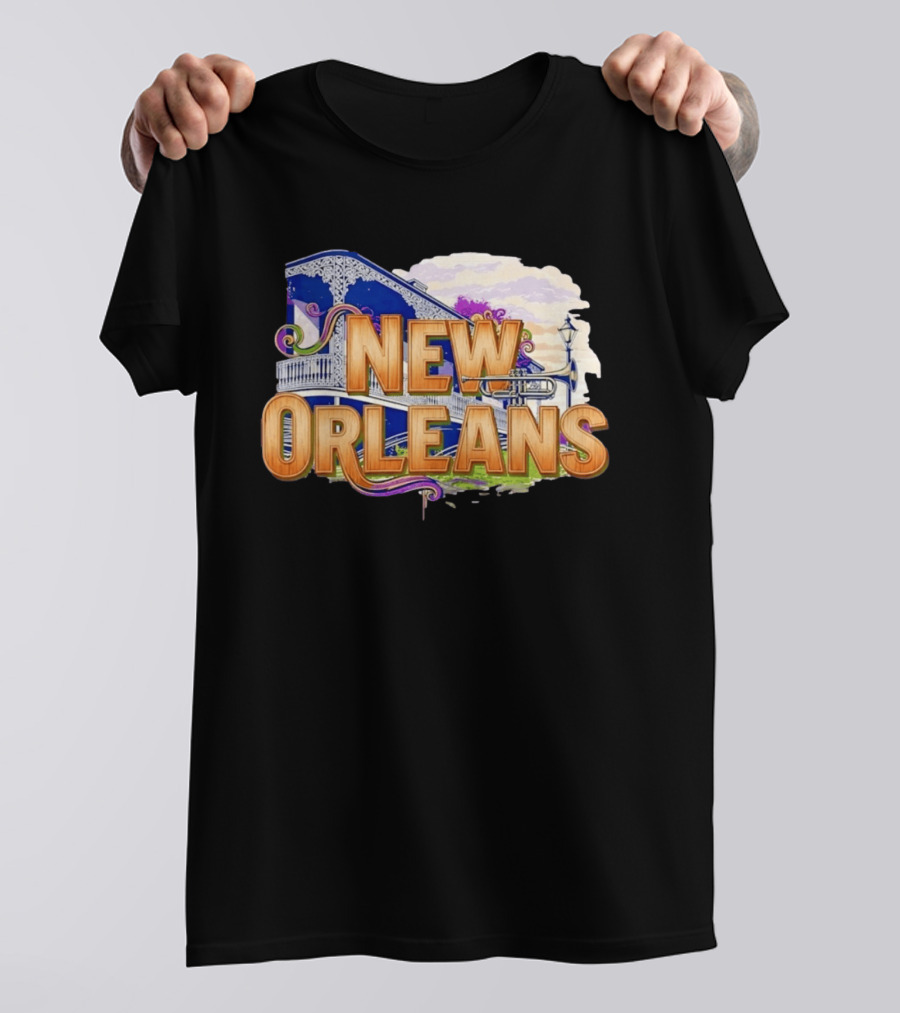 New Orleans Jazz Musical Vibes Trombone Balcony T-Shirt
