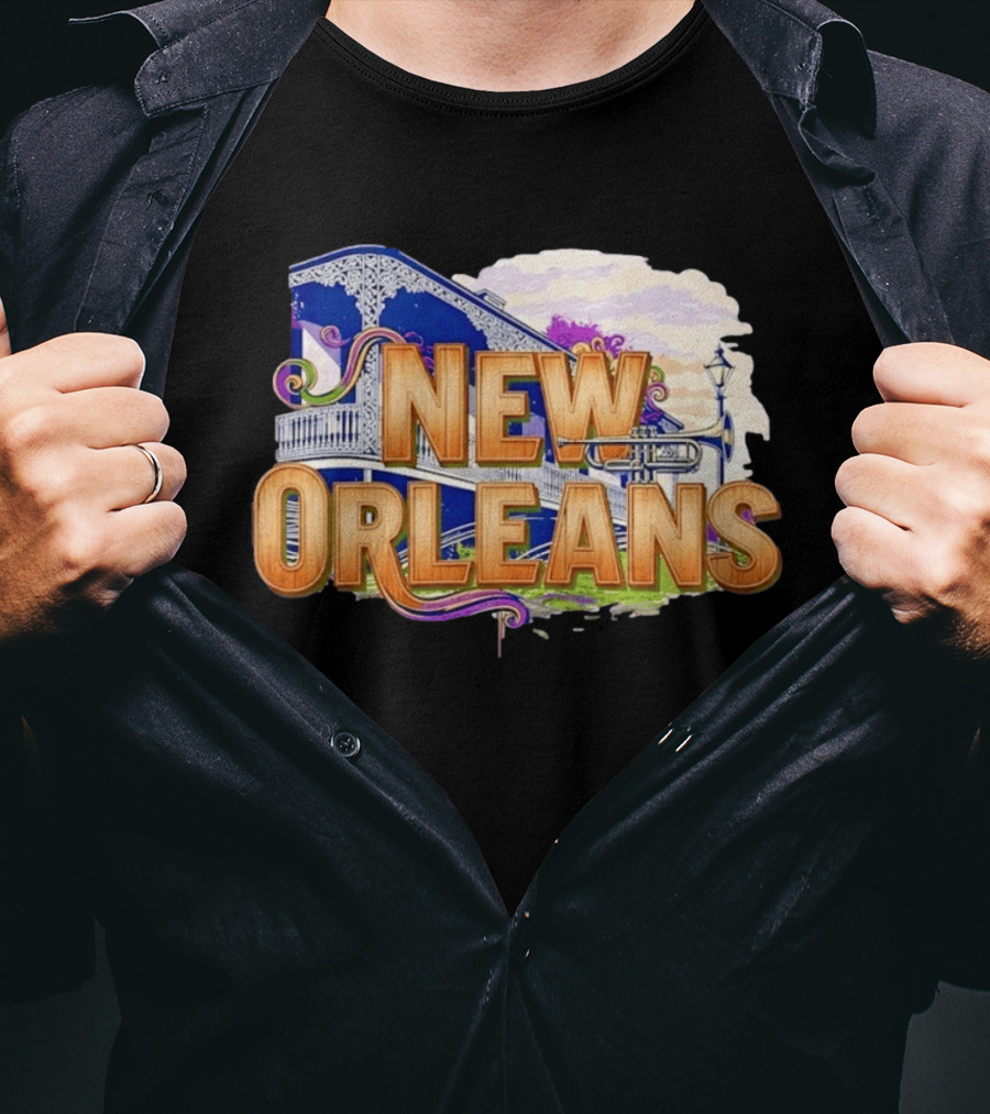 New Orleans Jazz Musical Vibes Trombone Balcony T-Shirt