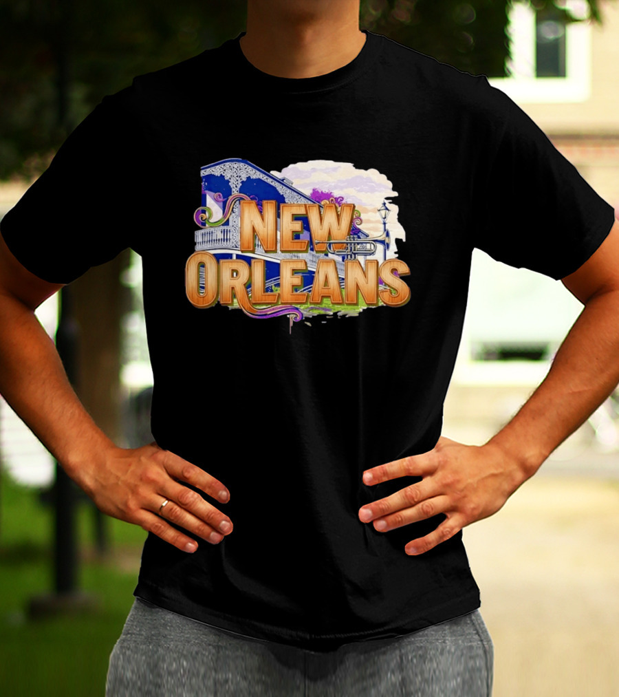 New Orleans Jazz Musical Vibes Trombone Balcony T-Shirt