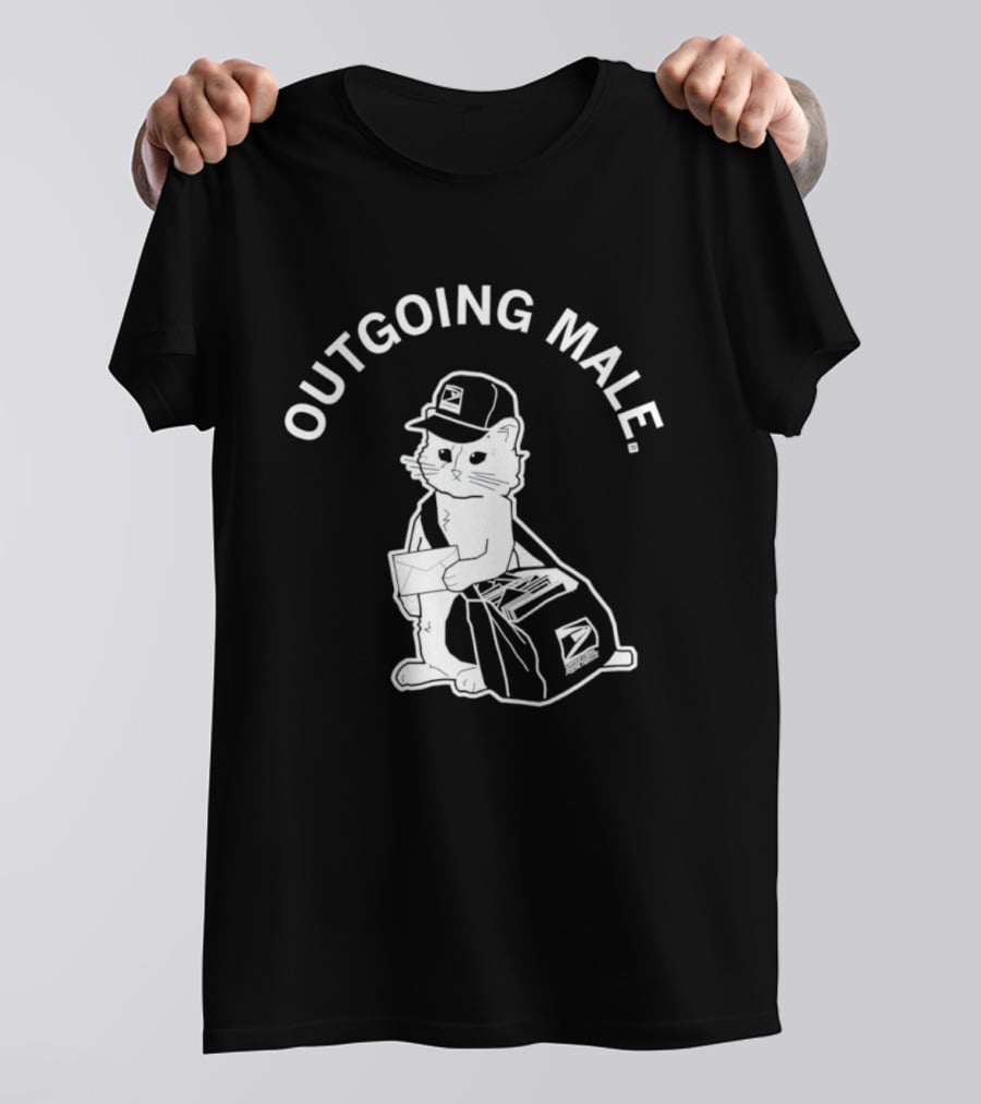 Outgoing Male Cat USPS Mailbag And Cap T-Shirt