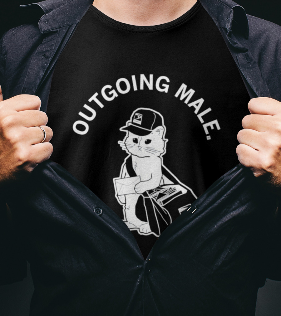 Outgoing Male Cat USPS Mailbag And Cap T-Shirt