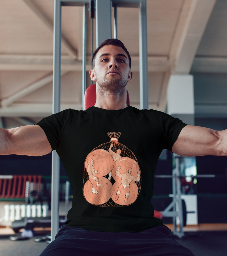 Wrestlers In Orange Produce Bag Mesh T-Shirt