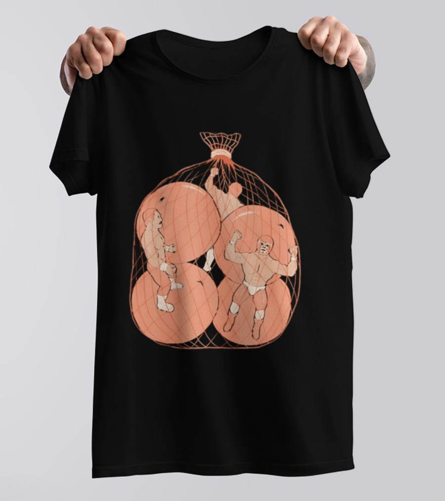 Wrestlers In Orange Produce Bag Mesh T-Shirt