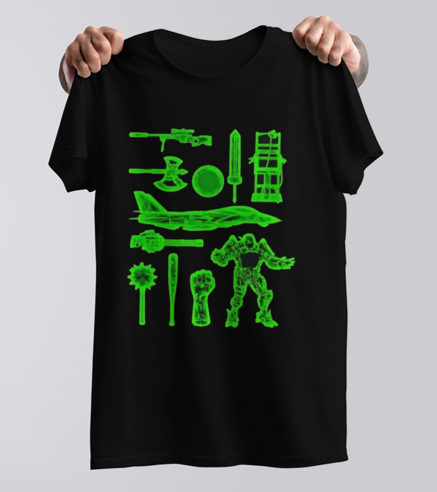 Ring Weapons Axe Sword Jet Robot Icon Collection T-Shirt